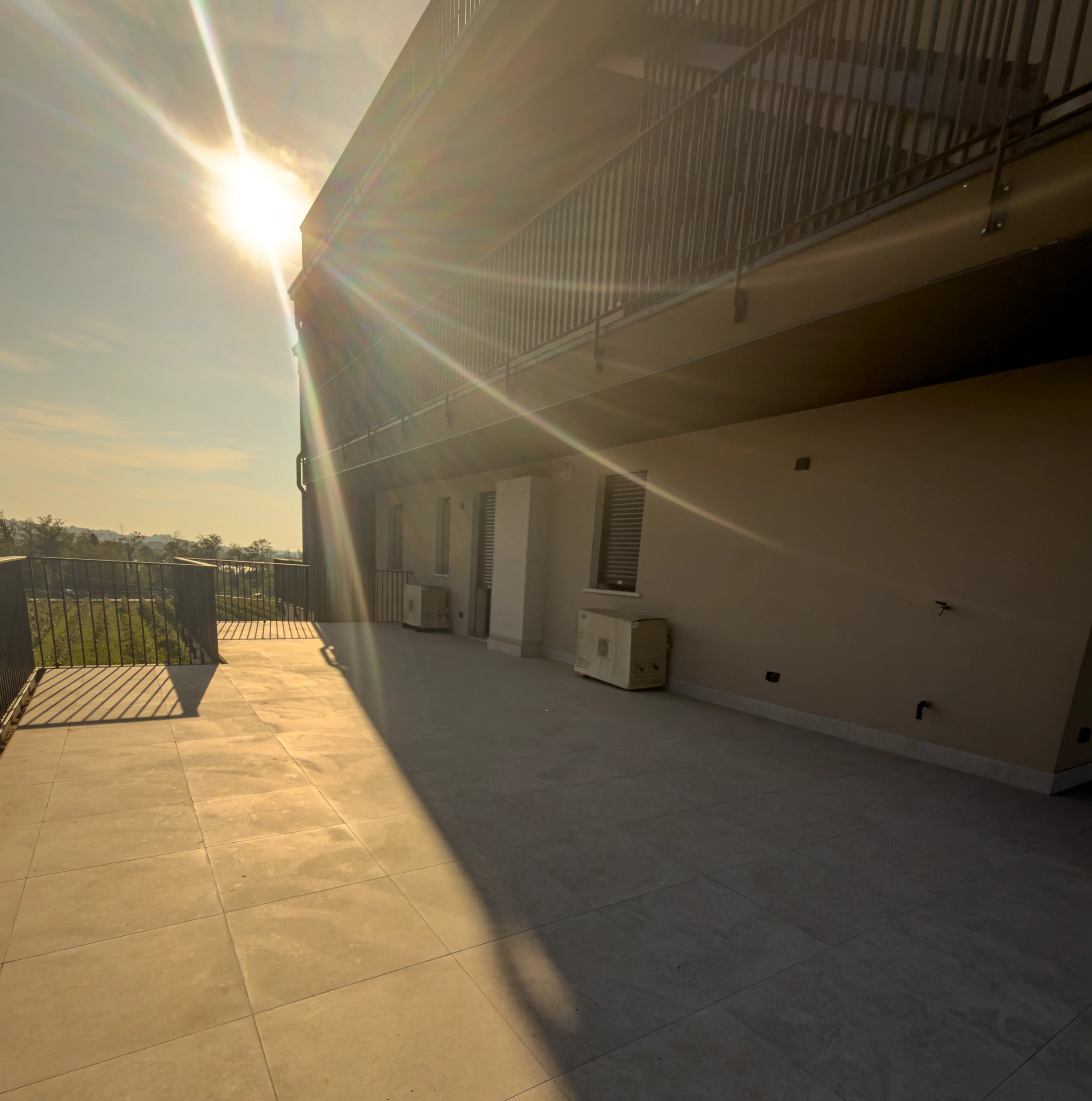 Spacious terrace in the evening sun